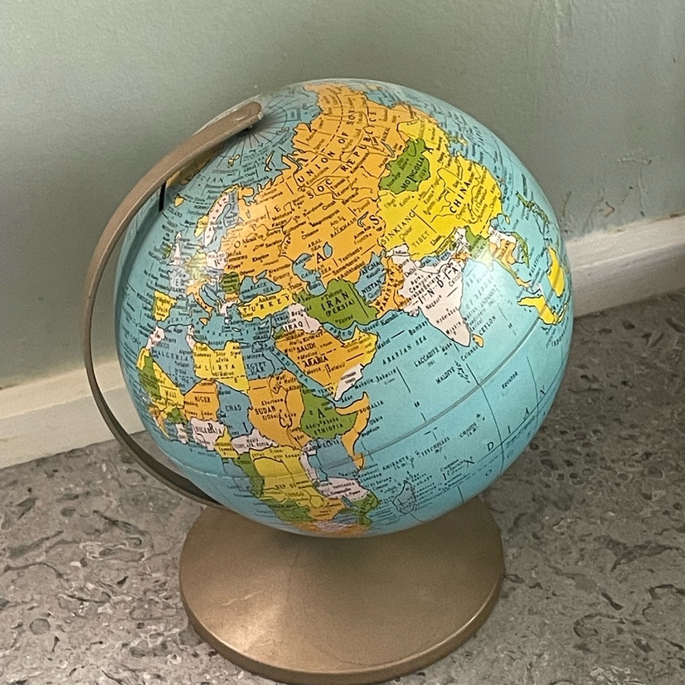 simplified 6 inch Desktop Globe Coin Bank- Decorative Home Accent